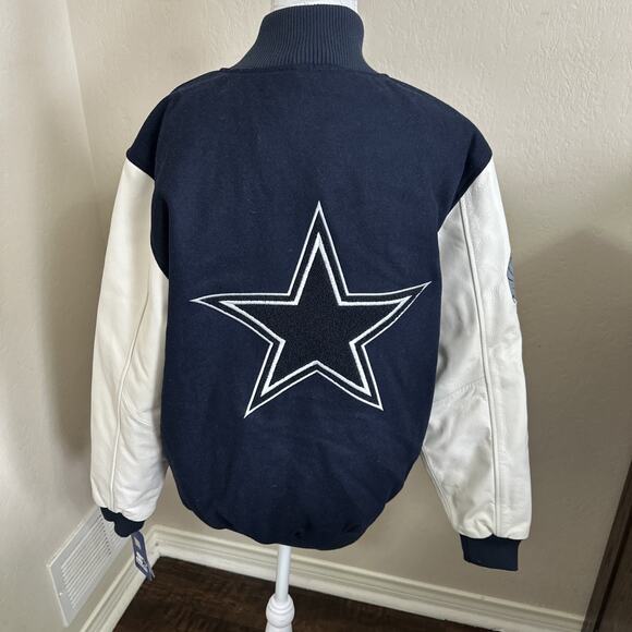 🔥Starter Dallas Cowboys Varsity Bomber Jacket Men’s Small Navy Blue MSRP $450 - Picture 4 of 16